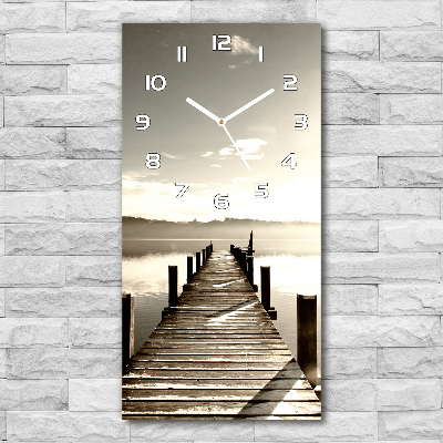 Horloge murale en verre rectangulaire Pilier en bois