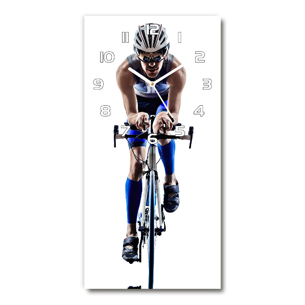 Horloge verticale en verre Cycliste