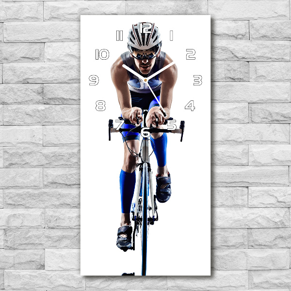 Horloge verticale en verre Cycliste