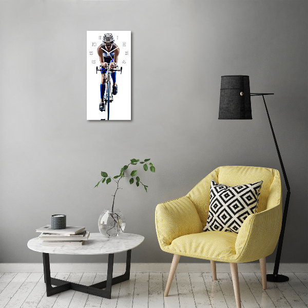 Horloge verticale en verre Cycliste