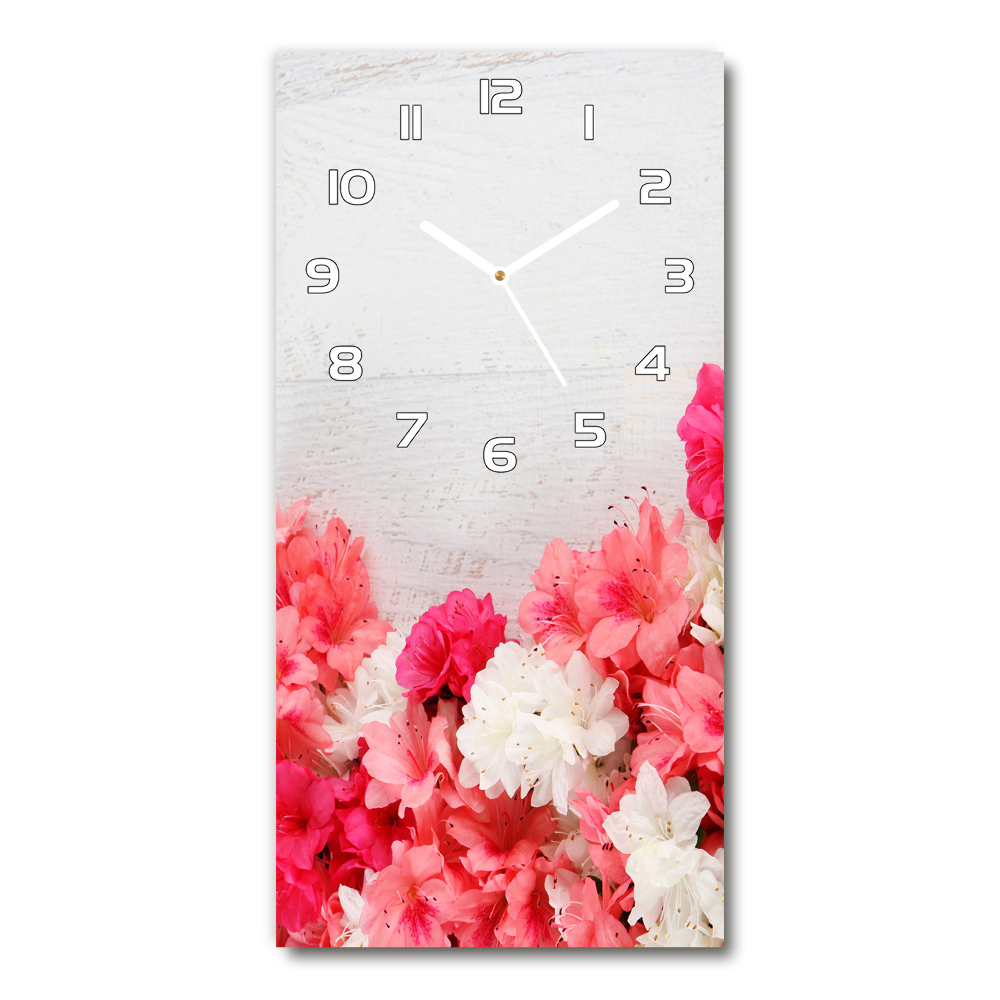 Horloge murale en verre rectangulaire Fleurs sur bois