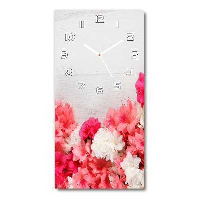 Horloge murale en verre rectangulaire Fleurs sur bois