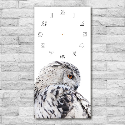 Horloge verticale en verre Chouette blanche