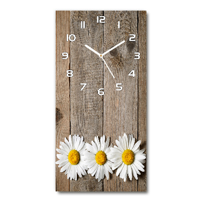 Horloge murale verticale Camomille sur bois