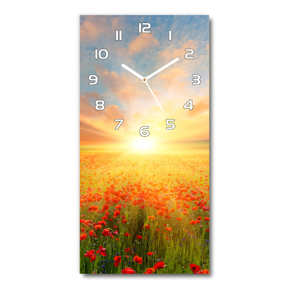 Horloge rectangulaire verticale Champ de coquelicots