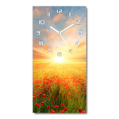 Horloge rectangulaire verticale Champ de coquelicots