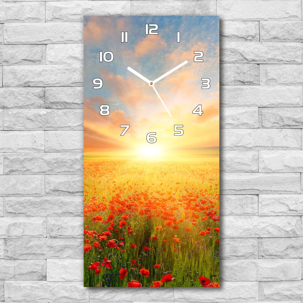 Horloge rectangulaire verticale Champ de coquelicots