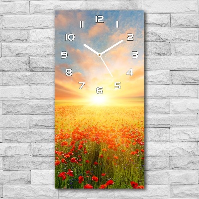 Horloge rectangulaire verticale Champ de coquelicots