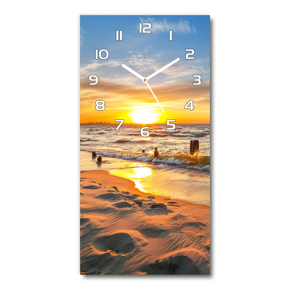 Horloge murale en verre rectangulaire Mer couchante