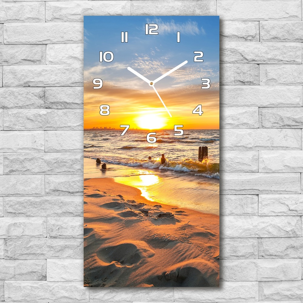 Horloge murale en verre rectangulaire Mer couchante