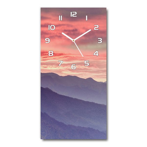 Horloge murale en verre rectangulaire Brume sur les montagnes