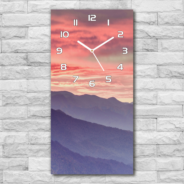 Horloge murale en verre rectangulaire Brume sur les montagnes
