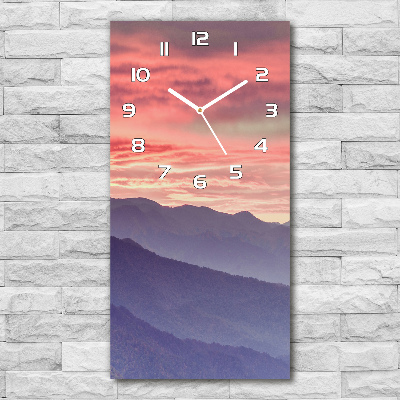 Horloge murale en verre rectangulaire Brume sur les montagnes