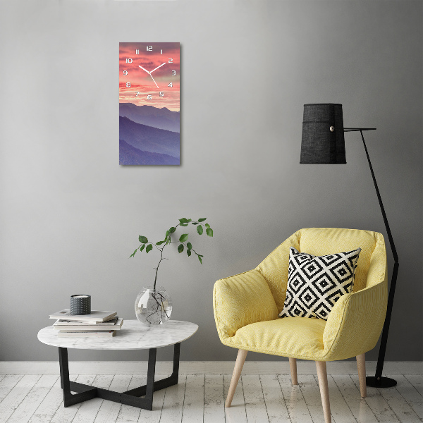 Horloge murale en verre rectangulaire Brume sur les montagnes