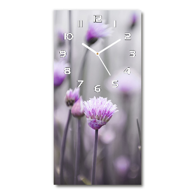 Horloge verticale en verre Fleurs de ciboulette