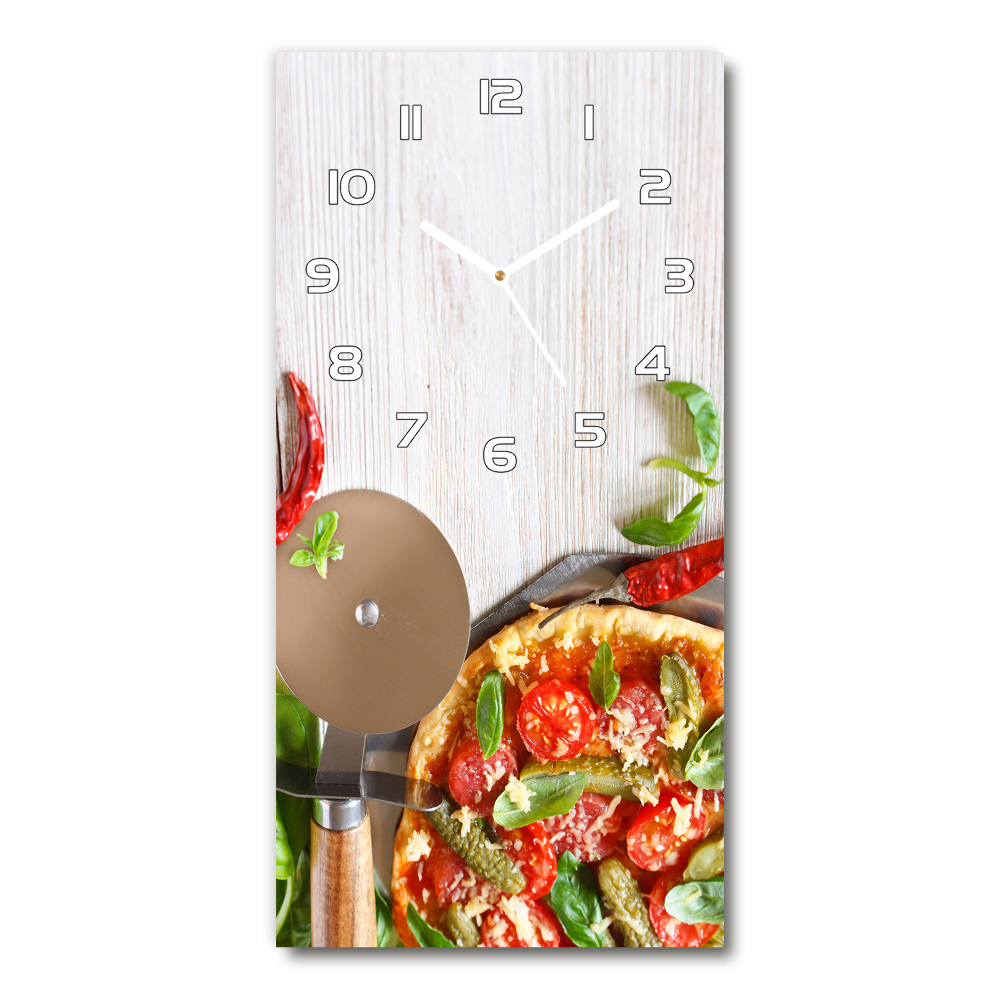 Horloge verticale en verre Pizza