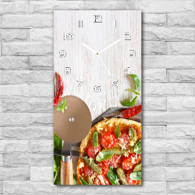 Horloge verticale en verre Pizza