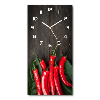 Horloge verticale en verre Piments chilli