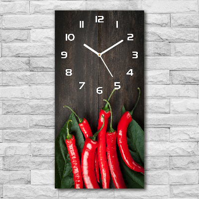 Horloge verticale en verre Piments chilli