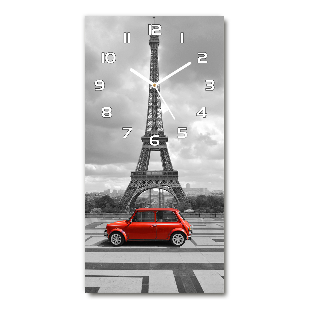 Horloge murale en verre rectangulaire Voiture de la Tour Eiffel