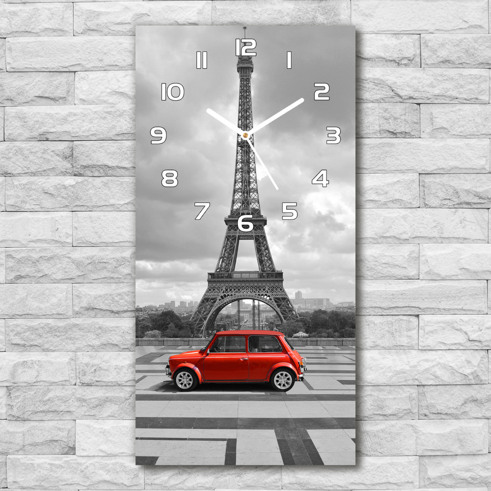 Horloge murale en verre rectangulaire Voiture de la Tour Eiffel