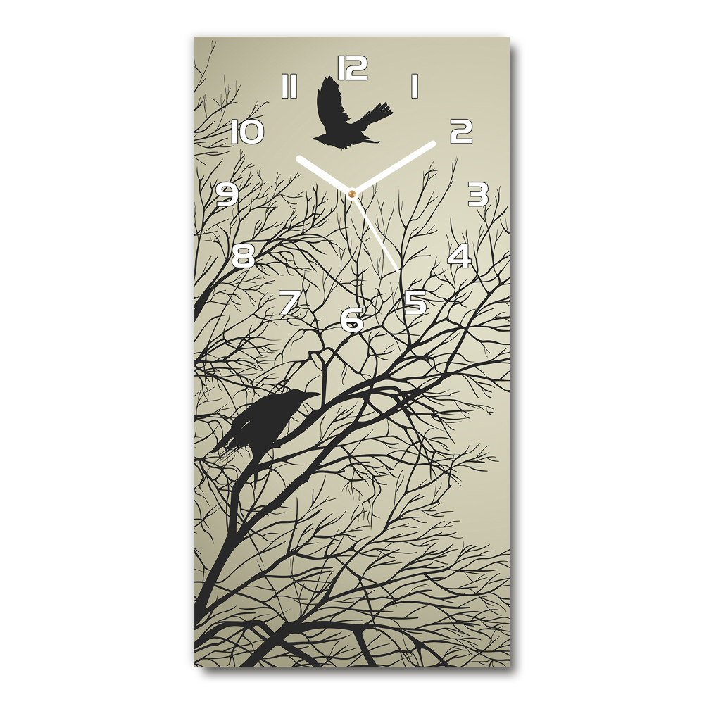 Horloge murale en verre rectangulaire Corbeaux dans un arbre