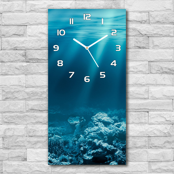 Horloge verticale en verre Monde sous-marin