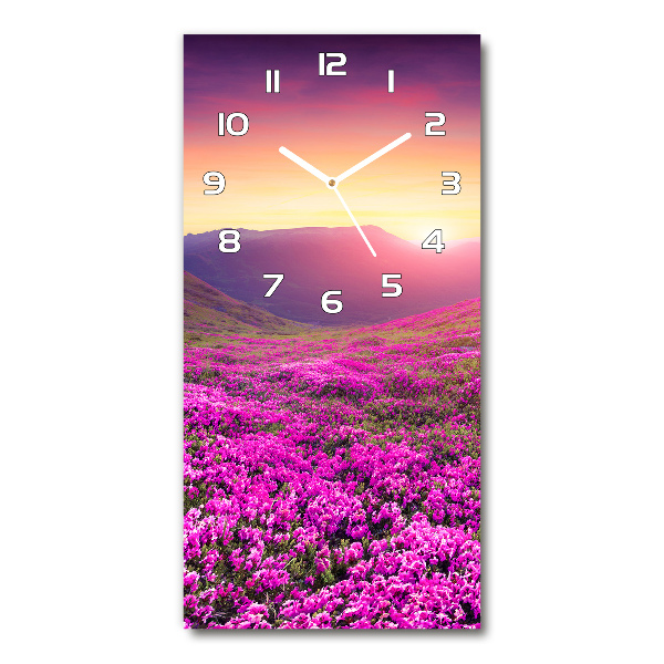 Horloge murale en verre rectangulaire Montagnes de rhododendrons