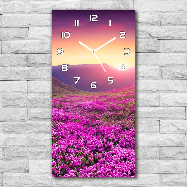 Horloge murale en verre rectangulaire Montagnes de rhododendrons