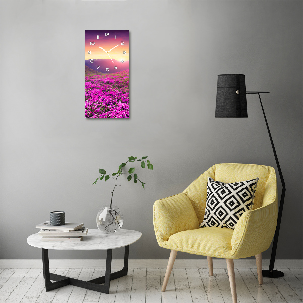 Horloge murale en verre rectangulaire Montagnes de rhododendrons