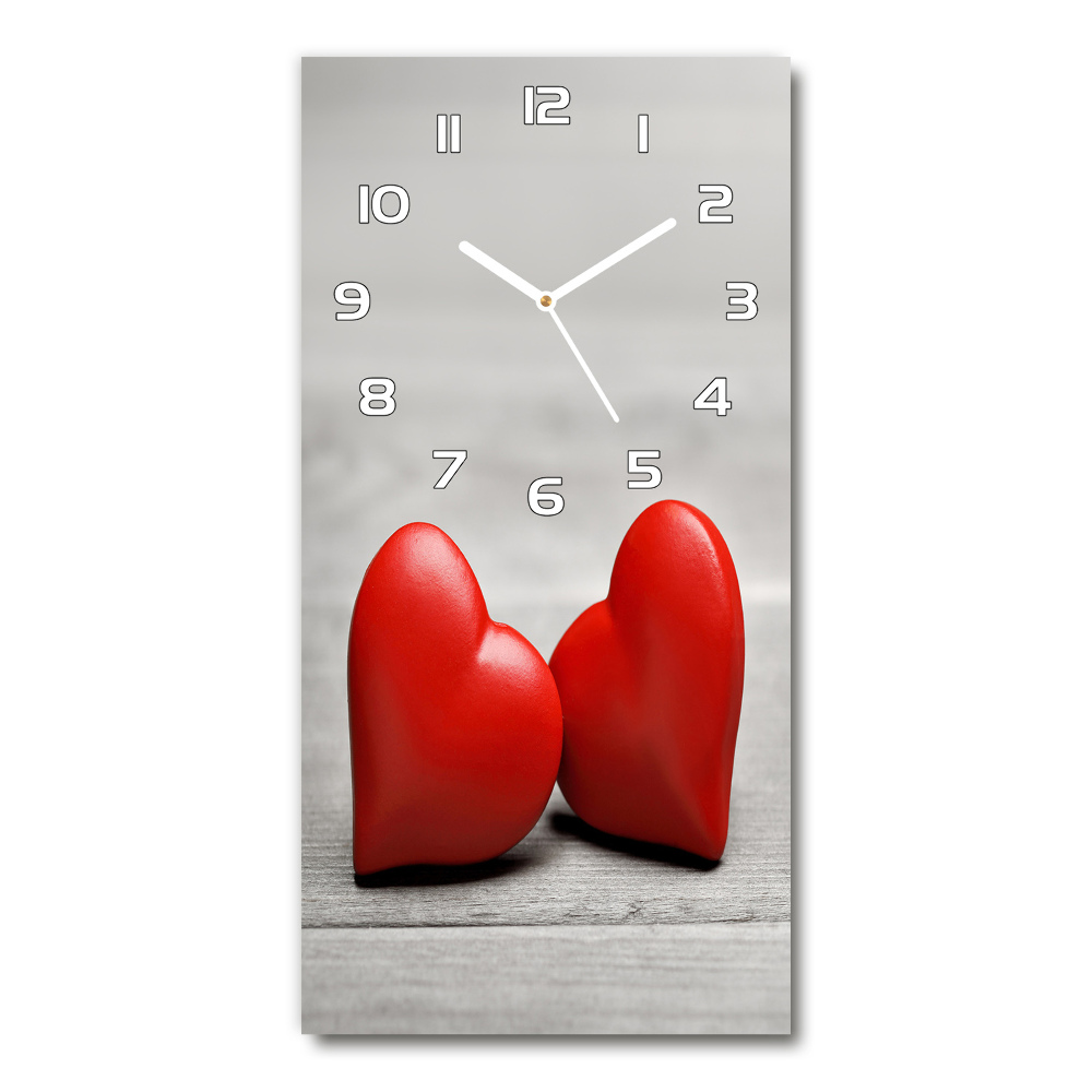 Horloge rectangulaire verticale Coeurs sur bois