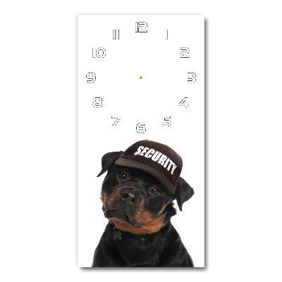 Horloge murale en verre rectangulaire Rottweiler avec casquette