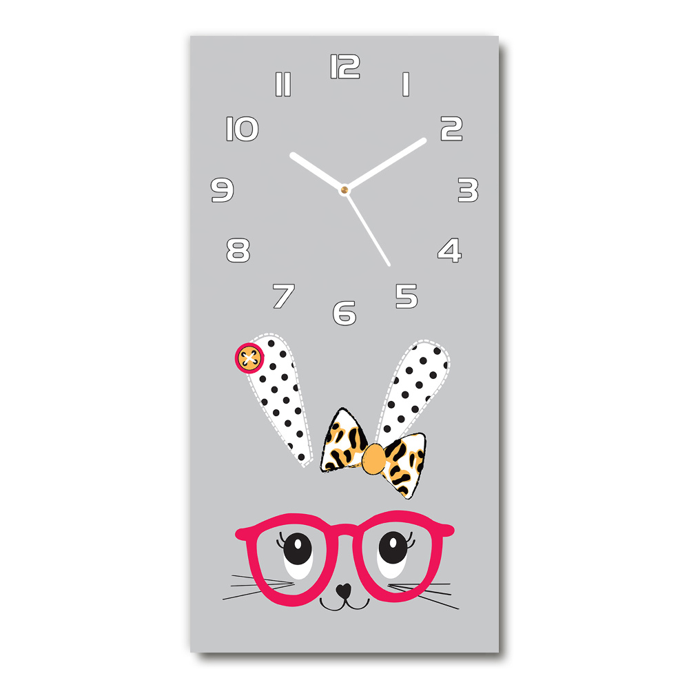 Horloge rectangulaire verticale Lapin à lunettes