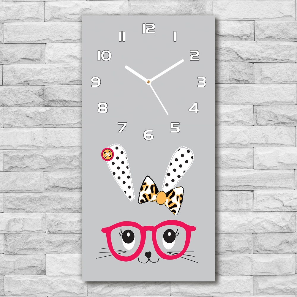 Horloge rectangulaire verticale Lapin à lunettes