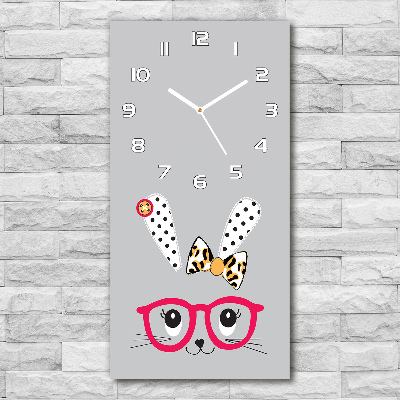 Horloge rectangulaire verticale Lapin à lunettes