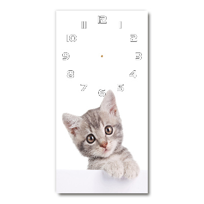 Horloge murale en verre rectangulaire Chat gris