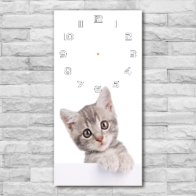 Horloge murale en verre rectangulaire Chat gris