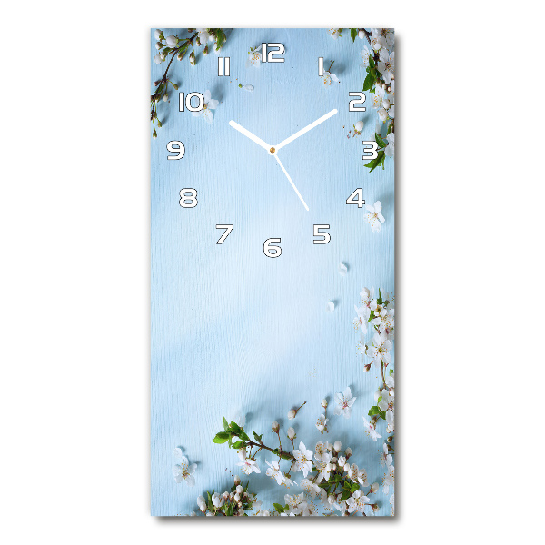 Horloge murale en verre rectangulaire Fleurs de cerisier