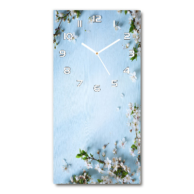 Horloge murale en verre rectangulaire Fleurs de cerisier