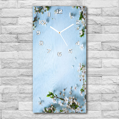 Horloge murale en verre rectangulaire Fleurs de cerisier