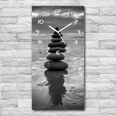 Horloge verticale en verre Pierres sur la plage