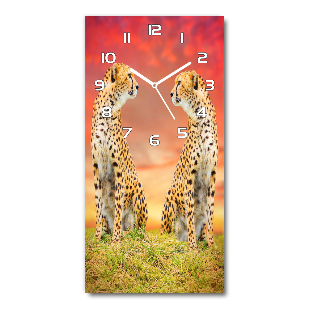 Horloge murale en verre rectangulaire Deux guépards