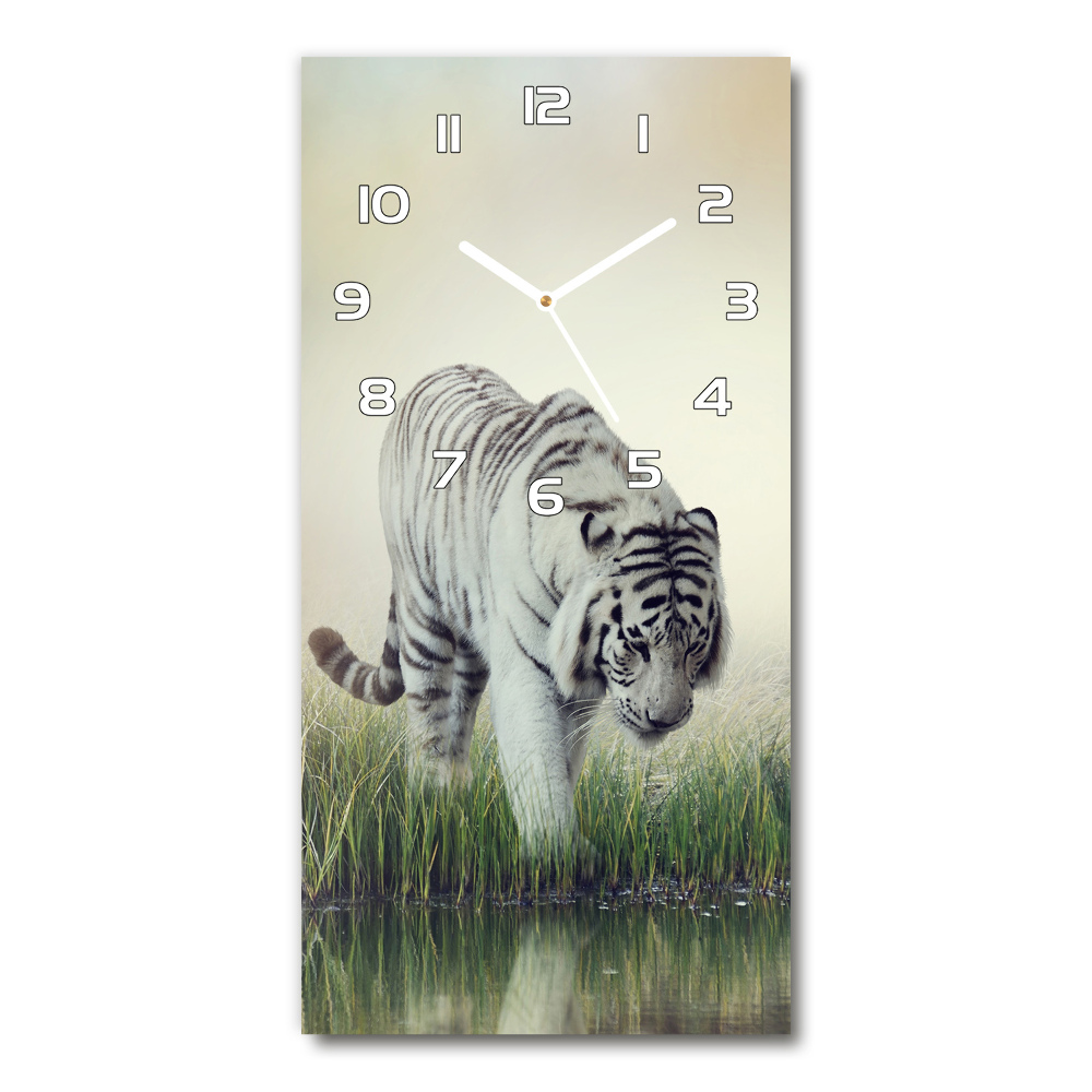 Horloge rectangulaire verticale Tigre blanc