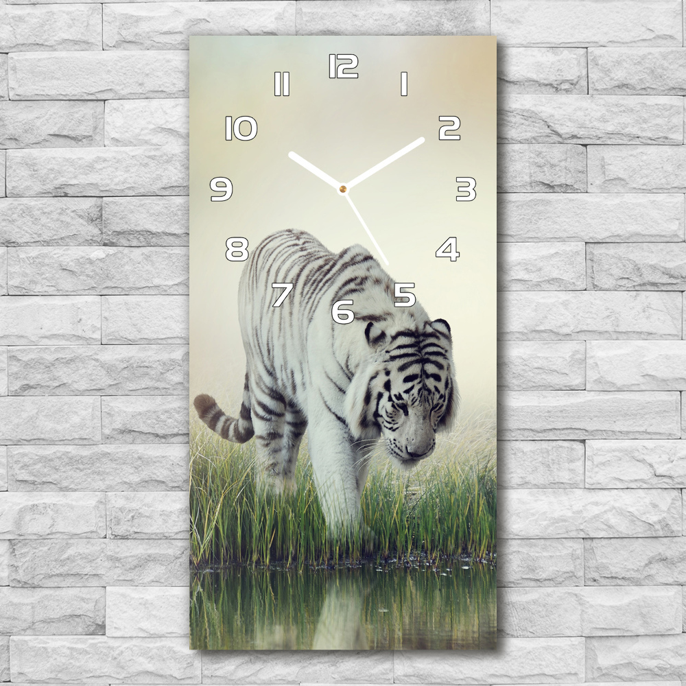 Horloge rectangulaire verticale Tigre blanc