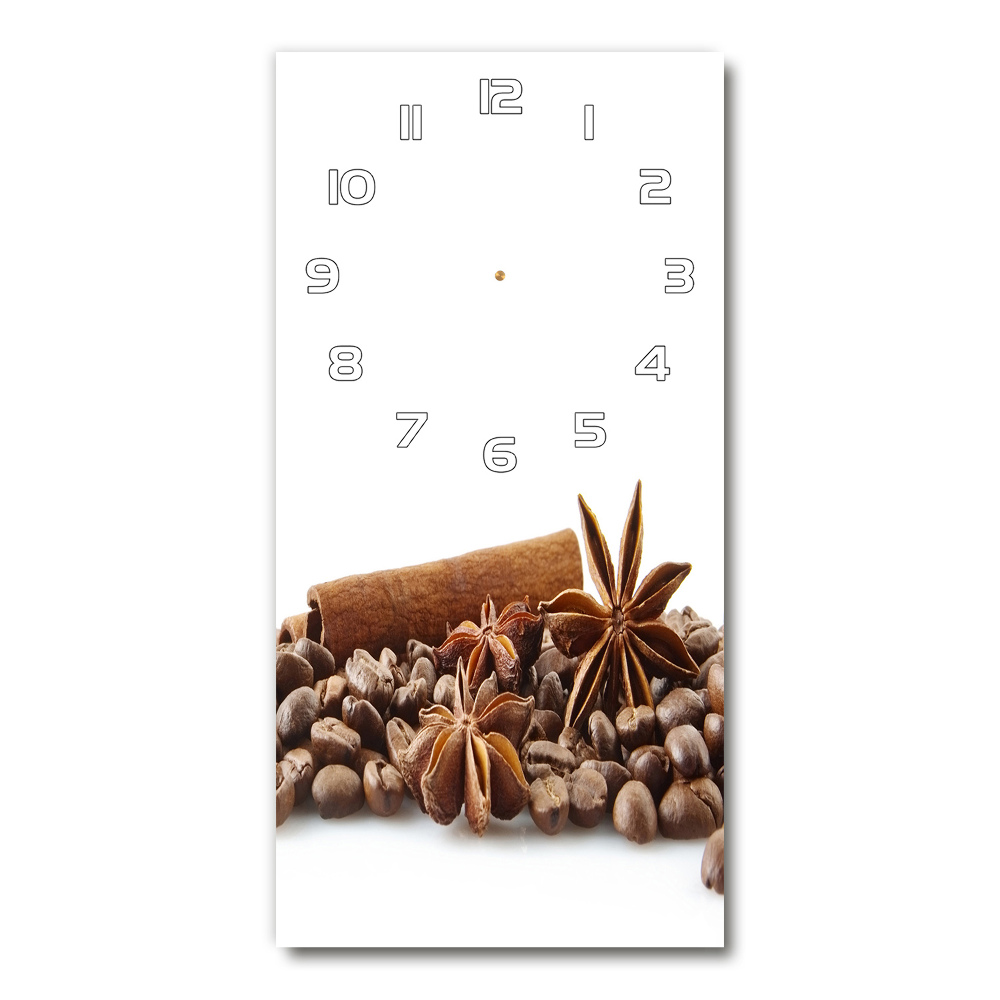 Horloge verticale en verre Grains de café aromatiques