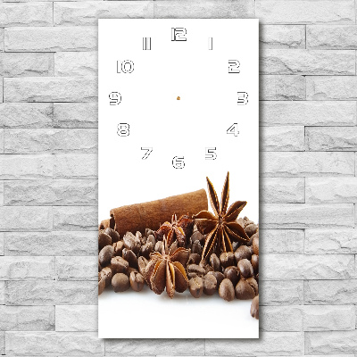 Horloge verticale en verre Grains de café aromatiques