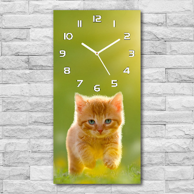 Horloge murale en verre rectangulaire Chat roux