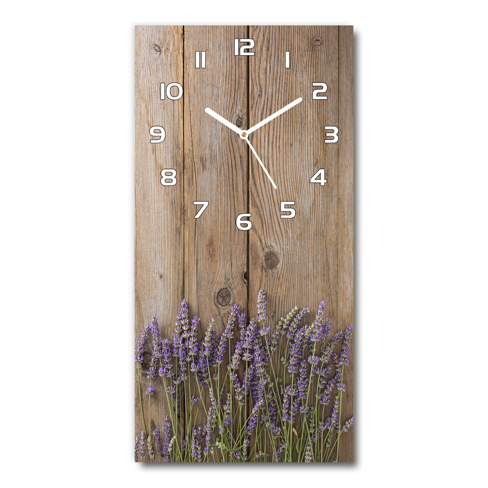 Horloge murale en verre rectangulaire Lavande sur bois