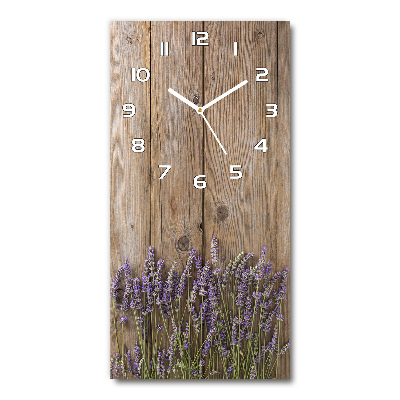 Horloge murale en verre rectangulaire Lavande sur bois