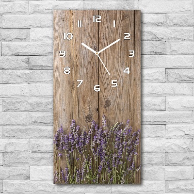 Horloge murale en verre rectangulaire Lavande sur bois